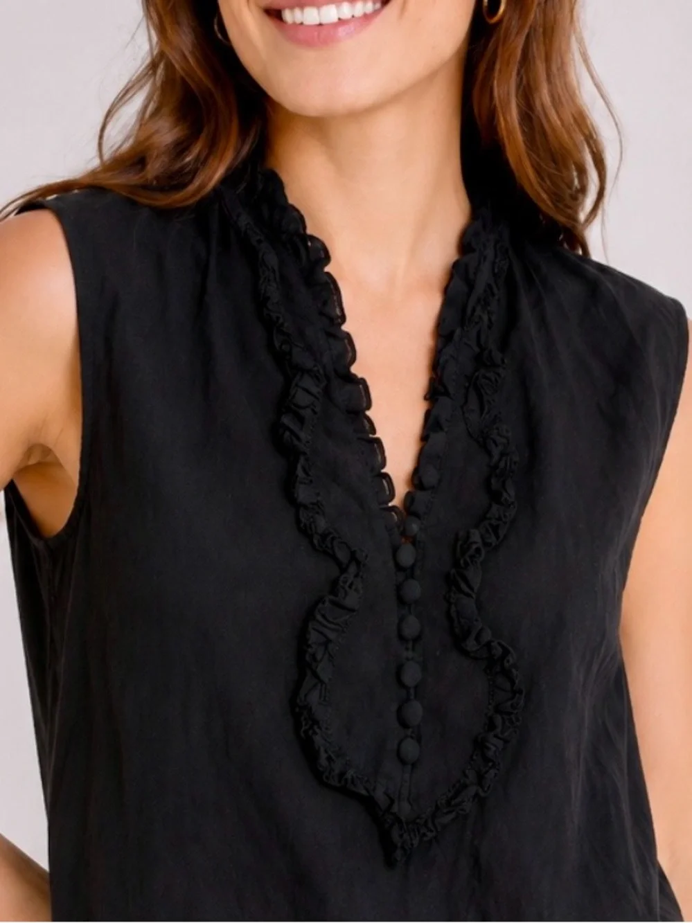 Tory Burch 100% Silk Ruffle Sleeveless Blouse